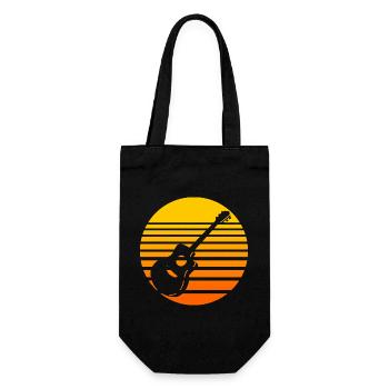Retro Sonnenuntergang mit Gitarre Design - Geschenkbeutel für Flaschen - Schwarz - Vorne