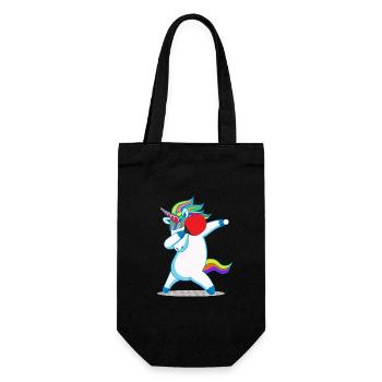 Tischtennis Einhorn Dabbing Unicorn Pferd Geschenk - Geschenkbeutel für Flaschen - Schwarz - Vorne