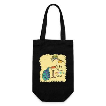 Bel oiseau, drôle, spécial, unique avec texte - Sac à bouteille - noir - Devant