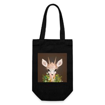Zwergantilope Dikdik mit großen Augen - Geschenkbeutel für Flaschen - Schwarz - Vorne