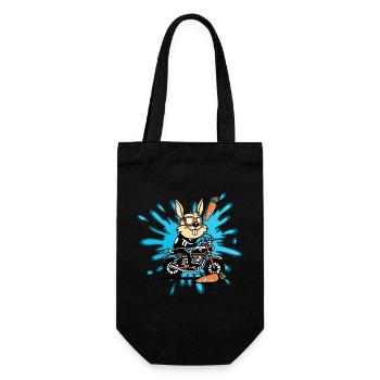 Hase Kaninchen Motorrad Geschenk - Geschenkbeutel für Flaschen - Schwarz - Vorne