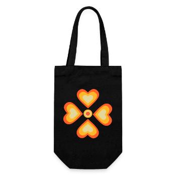 70er Jahre Blume Muster - Geschenkbeutel für Flaschen - Schwarz - Vorne