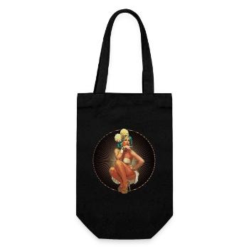 Burlesque Xarah comme pin-up rétro pin up art - Sac à bouteille - noir - Devant