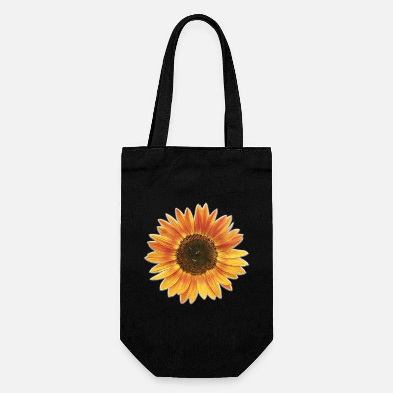 Sonnenblume mit Bieren - Geschenkbeutel für Flaschen - Schwarz