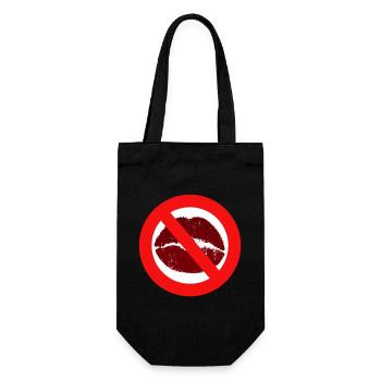 Baisers interdit baiser bouche lèvres baiser interdiction distance - Sac à bouteille - noir - Devant