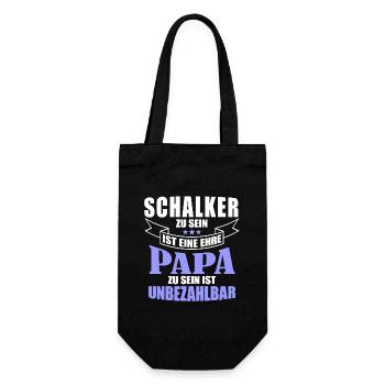 Schalker Papa | Schalke Vatertags Geschenkidee - Geschenkbeutel für Flaschen - Schwarz - Vorne