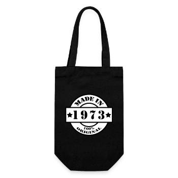 MADE IN 1973 Geburtsjahr Baujahr Jahrgang Geschenk - Geschenkbeutel für Flaschen - Schwarz - Vorne