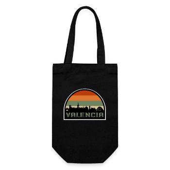 Valencia Spain Skyline Silhouette Spanish Flag - Gift Bag for Bottles - black - Front