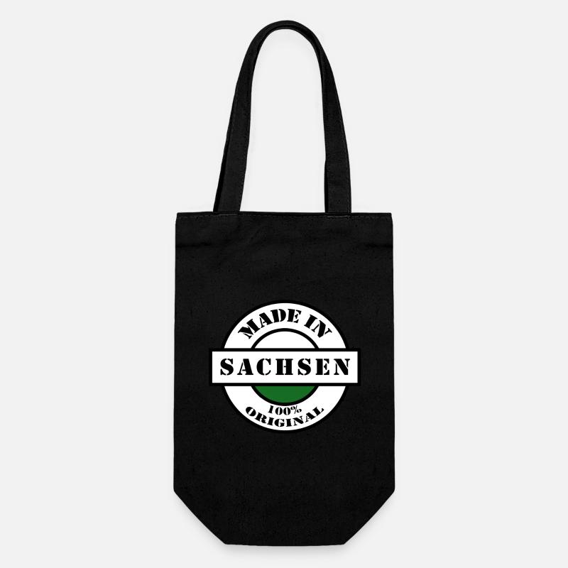 MADE IN SACHSEN Dresden Leipzig Geboren Geschenk - Geschenkbeutel für Flaschen - Schwarz