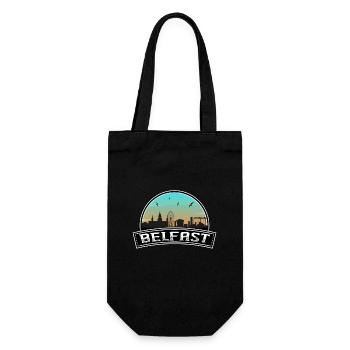 Belfast Nordirland Skyline Irisches Souvenir - Geschenkbeutel für Flaschen - Schwarz - Vorne