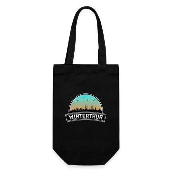 Winterthur Schweiz Skyline Schweizer Souvenir - Geschenkbeutel für Flaschen - Schwarz - Vorne