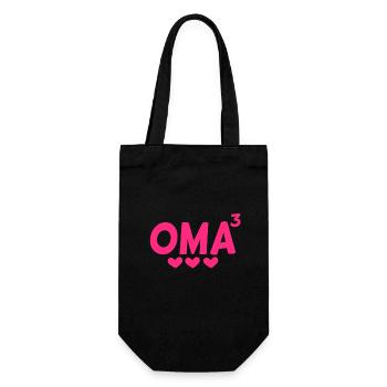 Oma hoch Drei - Dreifache Oma - Geschenkbeutel für Flaschen - Schwarz - Vorne