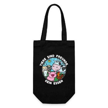 Schwein Kuh Vegan Statement Tierlieb - Geschenkbeutel für Flaschen - Schwarz - Vorne