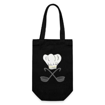 kochmütze mit suppenkellen, kochen - Geschenkbeutel für Flaschen - Schwarz - Vorne