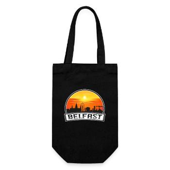 Belfast Nordirland Skyline Vintage Sonnenuntergang Tr - Geschenkbeutel für Flaschen - Schwarz - Vorne