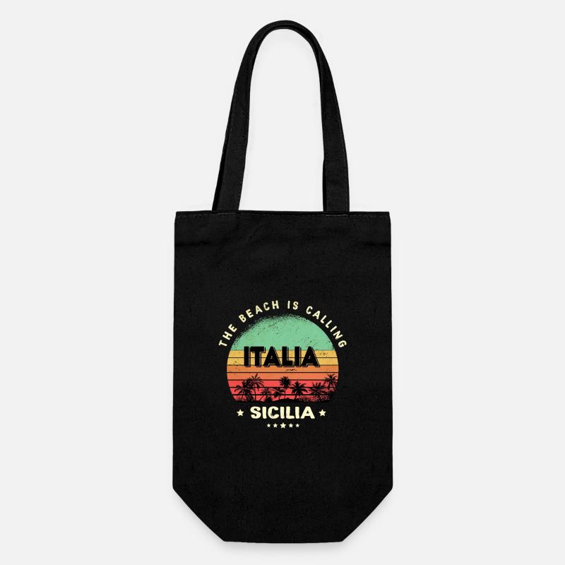 Sicily Italy Vintage Beach Design / Gift - Gift Bag for Bottles - black