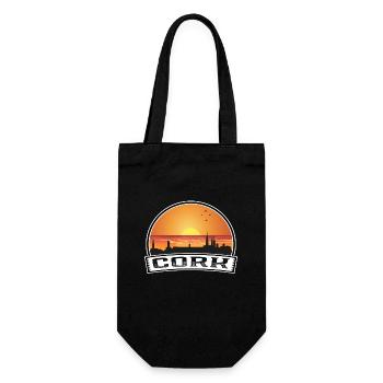 Cork Irland Skyline Vintage Sonnenuntergang Reise Souveni - Geschenkbeutel für Flaschen - Schwarz - Vorne
