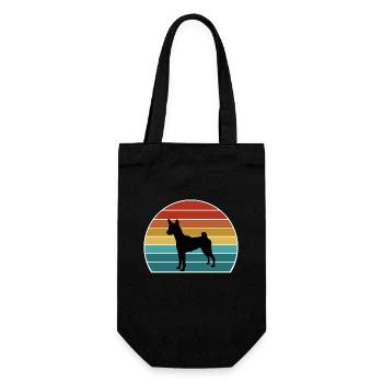 Basenji Hund Silhouette Vintage Sonnenuntergang für Hundeliebe - Geschenkbeutel für Flaschen - Schwarz - Vorne