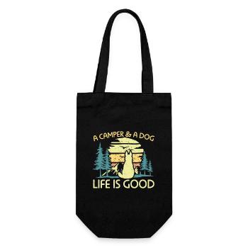Camping A Camper And A Dog Life Is Good - Gift Bag for Bottles - black - Front