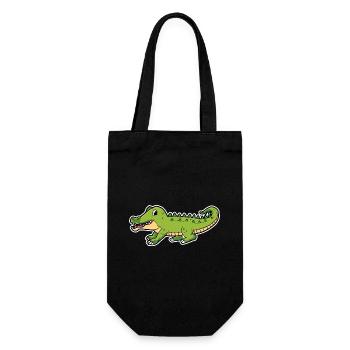 Crocodile Cartoon Illustration Kawaii For Kids - Gift Bag for Bottles - black - Front