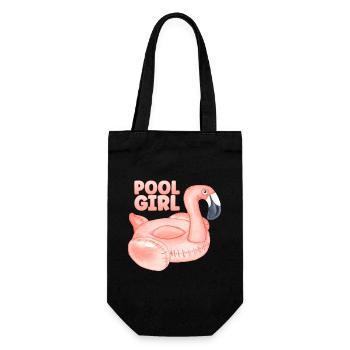 Pool Girl Flamingo Schwimmring Sommer Party - Geschenkbeutel für Flaschen - Schwarz - Vorne