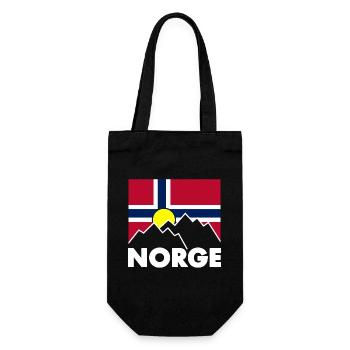 Norwegen Fahne mit Bergen - Geschenkbeutel für Flaschen - Schwarz - Vorne