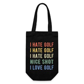 Funny Golfer - Ich hasse Golf I - Geschenkbeutel für Flaschen - Schwarz - Vorne