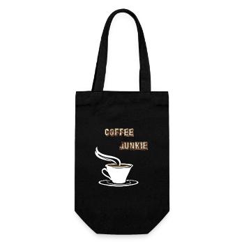 kaffeeliebhaber, coffeejunkie, kaffeesüchtig - Geschenkbeutel für Flaschen - Schwarz - Vorne