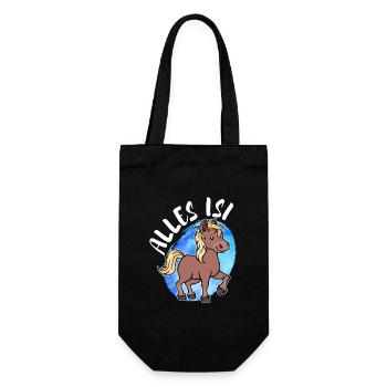 Pony Islandpferde Pferdenarr Statement Islandponys - Geschenkbeutel für Flaschen - Schwarz - Vorne