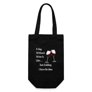 A day without wine? NO THANK YOU - Gift Bag for Bottles - black - Front