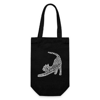 Schrift muster, gestreckte Katze, hell - Geschenkbeutel für Flaschen - Schwarz - Vorne