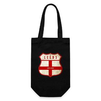 Leeds England Wappen - Geschenkbeutel für Flaschen - Schwarz - Vorne