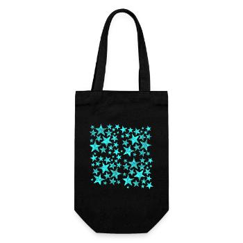 Leuchtende blaue Sternenmuster auf Schwarz - Geschenkbeutel für Flaschen - Schwarz - Vorne