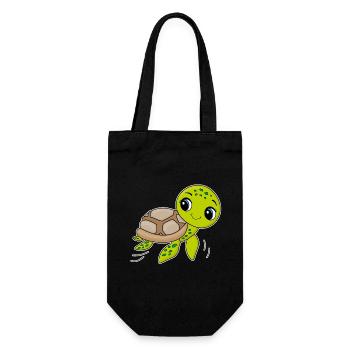 Tortue, animal mignon, océan - Sac à bouteille - noir - Devant