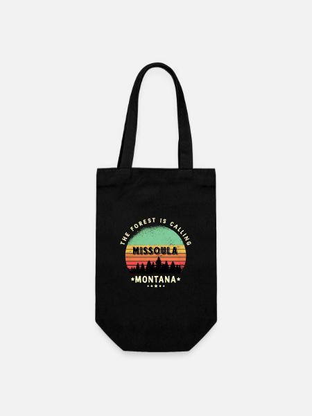 Missoula Montana Wald Design - Geschenkbeutel für Flaschen - Schwarz