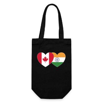 Kanada Indien Flagge Herz - Geschenkbeutel für Flaschen - Schwarz - Vorne