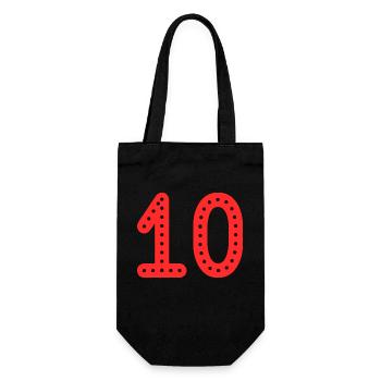 10 JAHRE. 10-jähriges JUBILÄUM. JUBILÄUM 10 JAHRE. 10 - Geschenkbeutel für Flaschen - Schwarz - Vorne