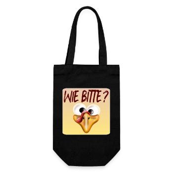 Wie bitte - Geschenkbeutel für Flaschen - Schwarz - Vorne
