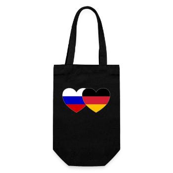 Russland Deutschland Flagge Herz - Geschenkbeutel für Flaschen - Schwarz - Vorne
