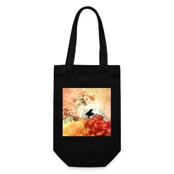 Wonderful flowers with piano and key notes. - Gift Bag for Bottles - black - Front