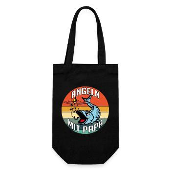 Angeln mit Papa ist am schönsten - Geschenkbeutel für Flaschen - Schwarz - Vorne