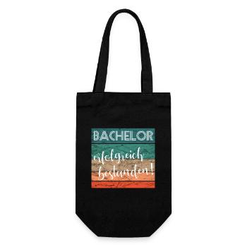 Bachelor erfolgreich bestanden Abschluss retro - Geschenkbeutel für Flaschen - Schwarz - Vorne