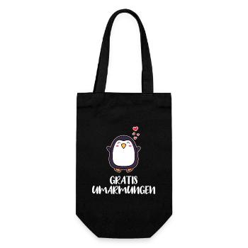 Süß Pinguin Statement Herz Tier Vogel Arktis - Geschenkbeutel für Flaschen - Schwarz - Vorne