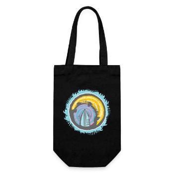 Abstract Surfer Motif on Colored Backdrop - Gift Bag for Bottles - black - Front