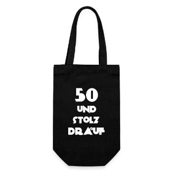 geburtstagsfeier, 50 und stolz drauf - Geschenkbeutel für Flaschen - Schwarz - Vorne