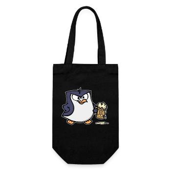 Lustig Pinguin Vogel Zoo Tier Seevogel Bier - Geschenkbeutel für Flaschen - Schwarz - Vorne