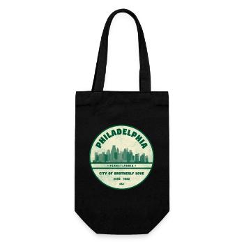 Philadelphia Skyline Vintage Abzeichen - Geschenkbeutel für Flaschen - Schwarz - Vorne