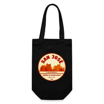 San Jose Retro Stadtbadge Kalifornien - Geschenkbeutel für Flaschen - Schwarz - Vorne
