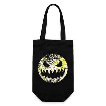 Halloween Fratze Monster als Mond - Geschenkbeutel für Flaschen - Schwarz - Vorne