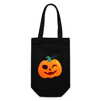 Kürbis Winker Halloween Cartoon - Geschenkbeutel für Flaschen - Schwarz - Vorne